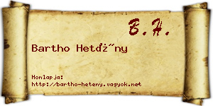 Bartho Hetény névjegykártya